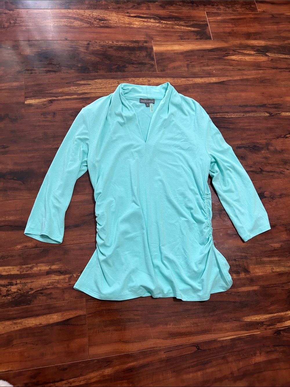 Vince Camuto Teal/Turquoise Shawl Collar Top